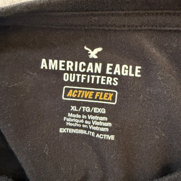 American Eagle Outfitters Mens USA Graphic Long Sleeve Tee Black XL Active Flex - Picture 4 of 9
